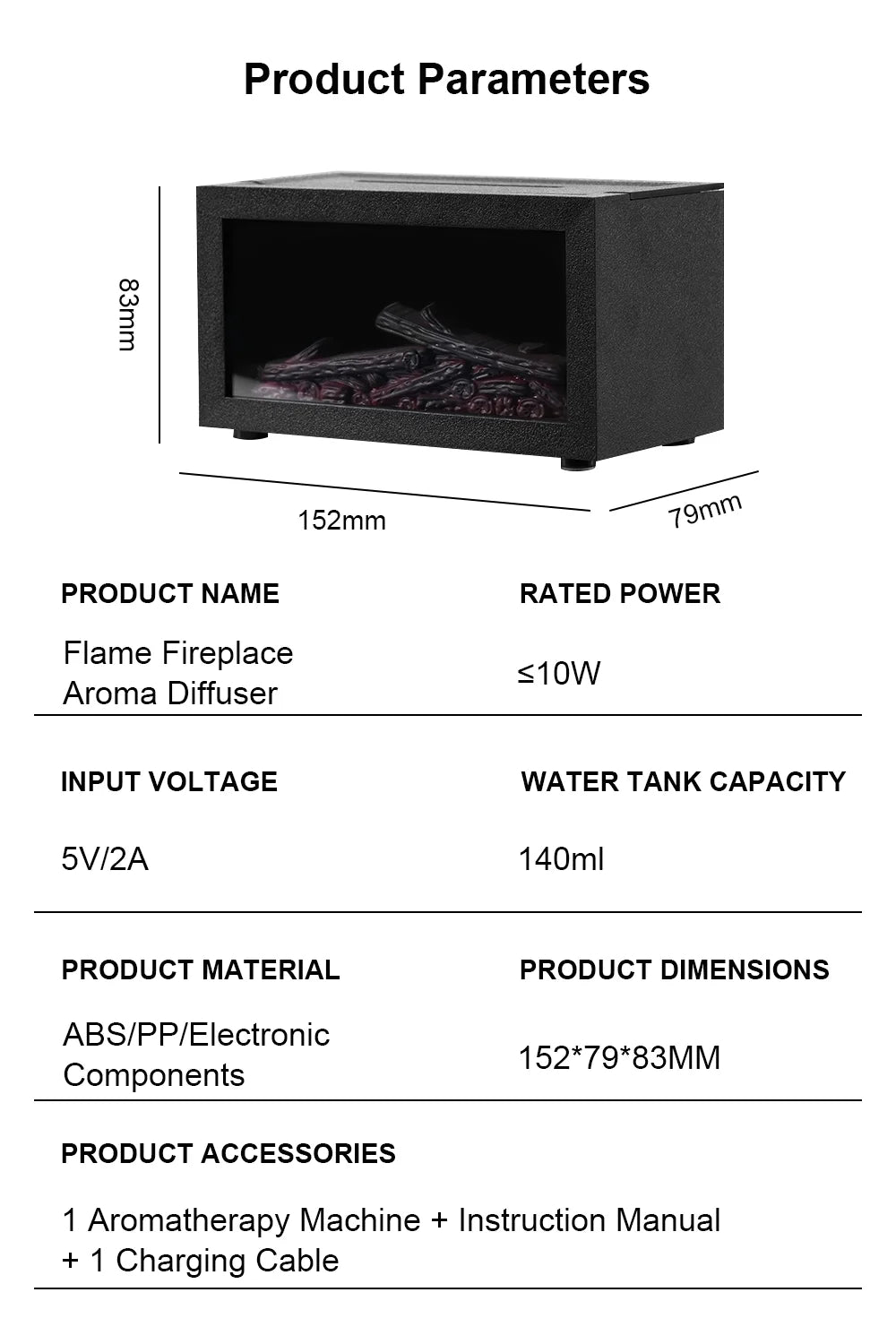 Mini Aroma Diffuser Fireplace Essential Oil Diffuser Colorful Flame Air Humidifier Home Ultrasonic Cool Mist Maker with Light