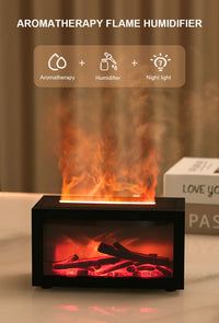 Mini Aroma Diffuser Fireplace Essential Oil Diffuser Colorful Flame Air Humidifier Home Ultrasonic Cool Mist Maker with Light