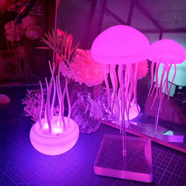 Modern Jellyfish Table Lamp Cartoon Dancing Jellyfish Bedside Lamp Adjustable Color LED Night Light Birthday Gift for Kids New