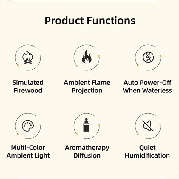 Mini Aroma Diffuser Fireplace Essential Oil Diffuser Colorful Flame Air Humidifier Home Ultrasonic Cool Mist Maker with Light